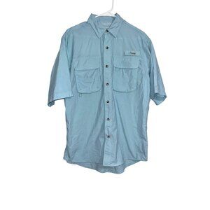 World Wide Sportsman Light Blue Short-Sleeve Fishing Shirt M Nylon/Polyester Men